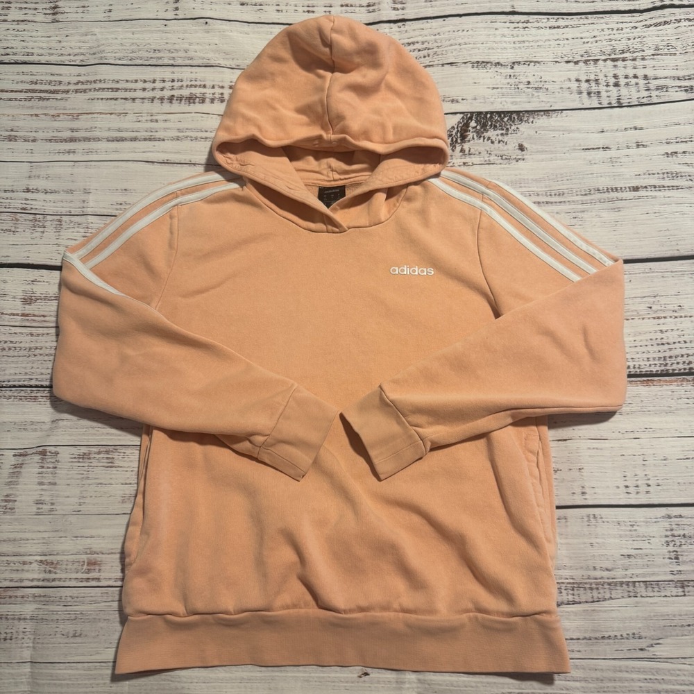 Adidas Hoodie Sweater Pink White Stripes Women's Size Medium